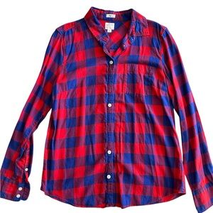 J. Crew women Plaid Button-Down Shirt - Red and Blue